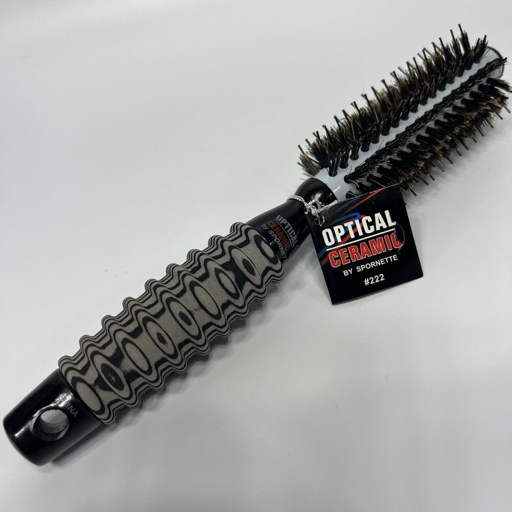 Spornette #222 Optical Ceramic Barrel Round Brush Boar & Nylon Bristles 3/4" NEW